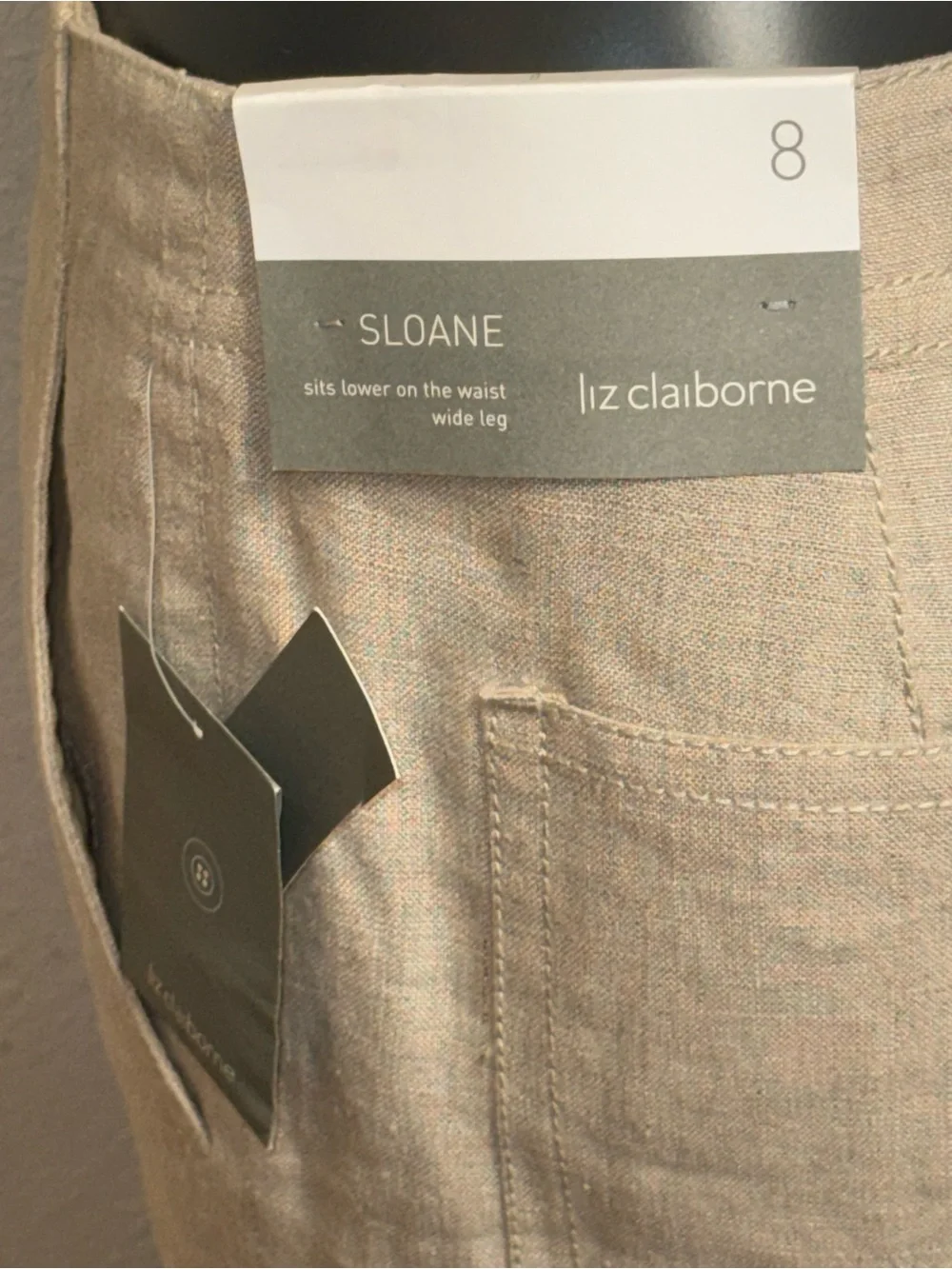 Women’s Liz Claiborne Light Beige  100% Linen-Blend Chinos sloane